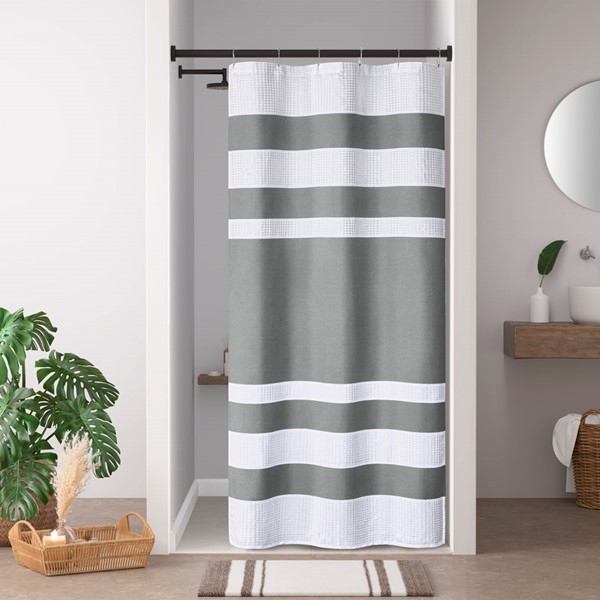 Madison Park Spa Waffle Shower Curtain with 3M Treatment in Charcoal, 36x72'' MP70-8553