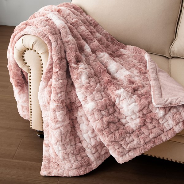 Regency Heights Ruched Faux Fur Throw in Pink, 50x60" MCH50-5677