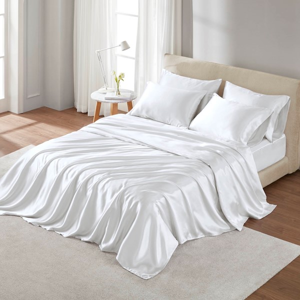 Madison Park Essentials Satin Luxury Sheet Set in White, Twin MPE20-1101