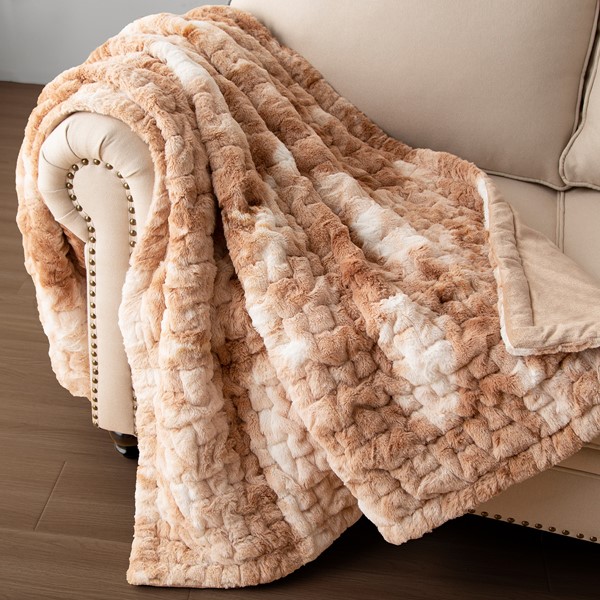 Regency Heights Ruched Faux Fur Throw in Tan, 50x60" MCH50-5676