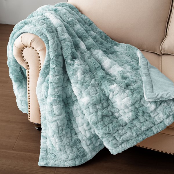 Regency Heights Ruched Faux Fur Throw in Blue, 50x60" MCH50-5678