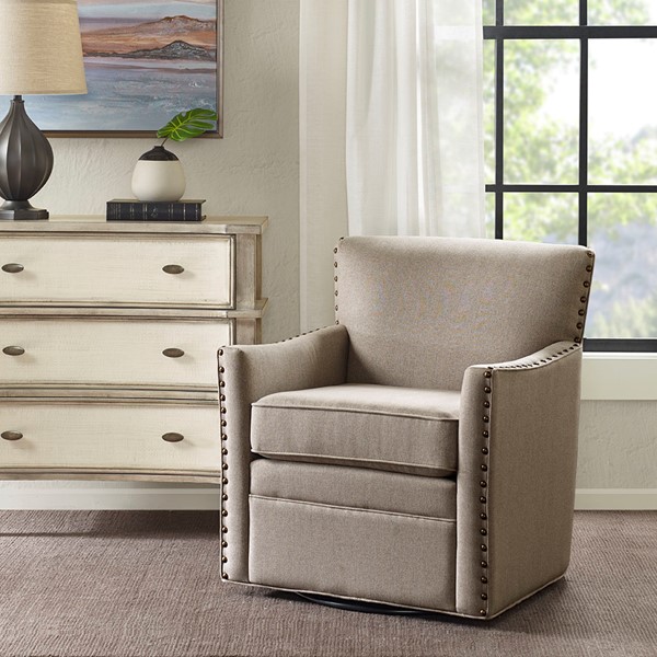 Madison Park Devrim Herringbone Texture Swivel Chair in Natural MP103-0238