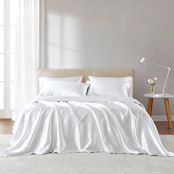 Madison Park Essentials Satin Luxury Sheet Set in White, Twin MPE20-1101