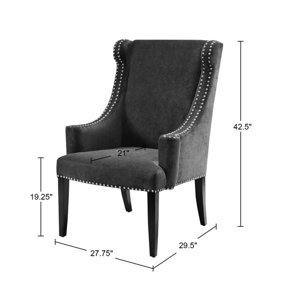 Madison Park Marcel High Back Wing Chair in Charcoal FPF18-0248