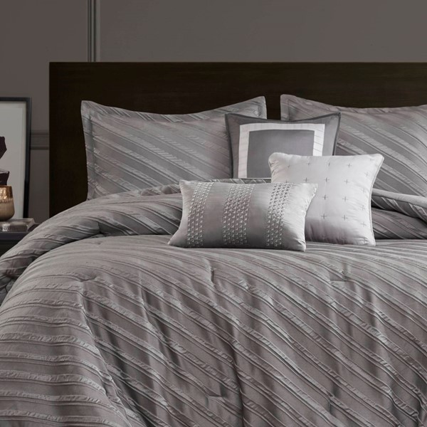 Madison Park Riva Comforter Set in Grey, King MP10-8645