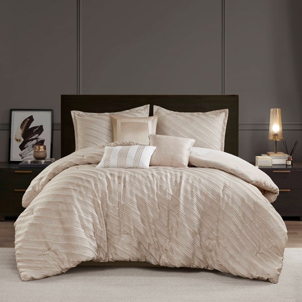 Madison Park Riva Comforter Set in Beige, King MP10-8653