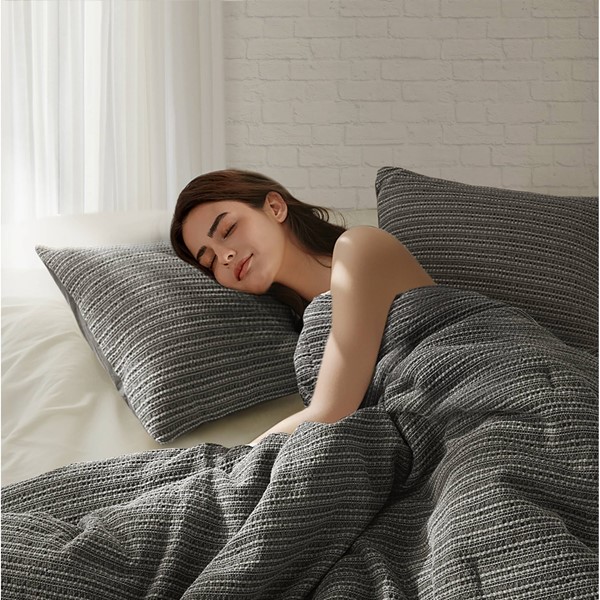 Woolrich Lyon Waffle Washed Comforter Set in Charcoal, King/Cal King WR10-4043