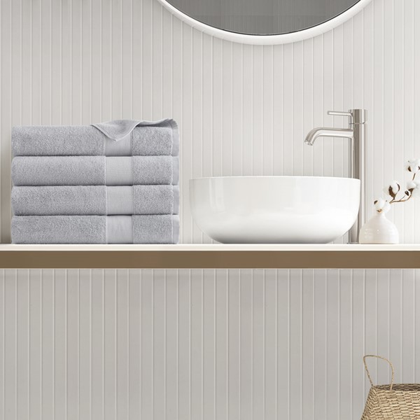 Comfort Spaces Premium Turkish Cotton 500GSM Plush Towel Set in Light Grey, 4-Piece AM73-0231