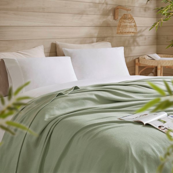 Madison Park Bamboo Cotton Rayon Blanket in Sage Green, Full/Queen AM51-0527