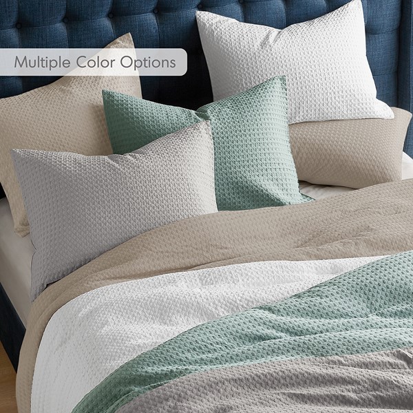 Comfort Spaces Aera Waffle Weave Textured Duvet Cover Set in White, Full/Queen AM12-0056