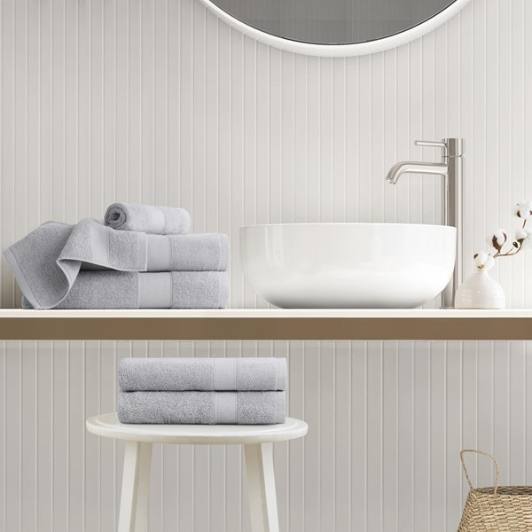 Comfort Spaces Premium Turkish Cotton 500GSM Plush Towel Set in Light Grey, 6-Piece AM73-0230