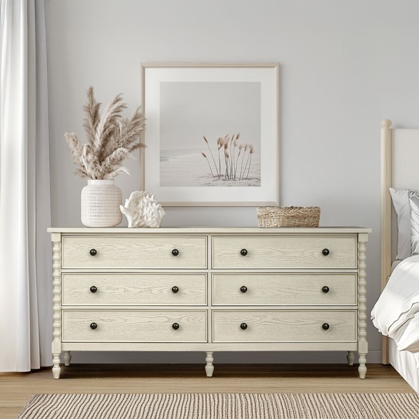Madison Park Signature Beckett 6-drawer dresser (70"W) in Antique Cream MPS137-0324